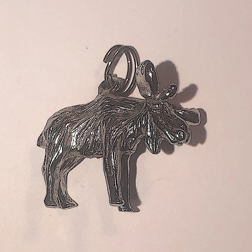 VTG Sterling Silver Canadian Moose Mini Charm Bracelet Charm .7”